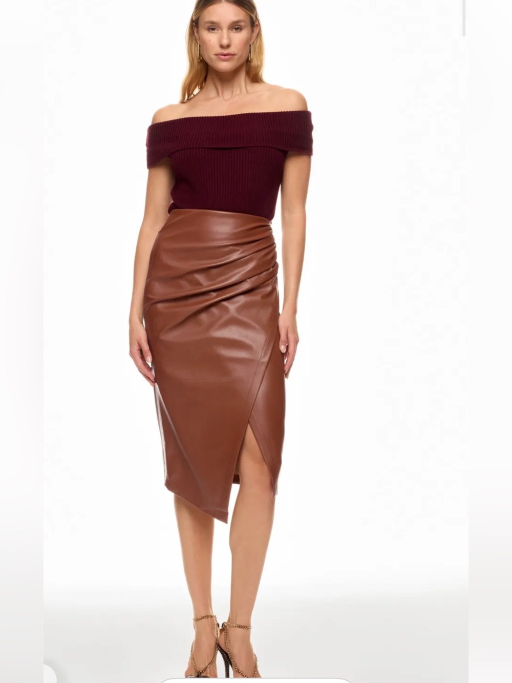 Jason Wu Ruched Side Faux Leather Skirt